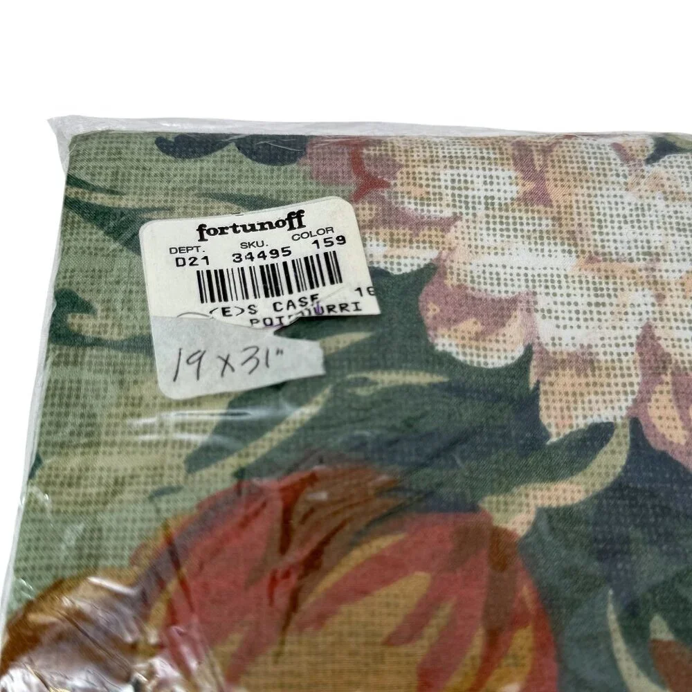 Vintage Pillowcase Fortunoff Green Floral Dan River Standard Size Cotton Blend
